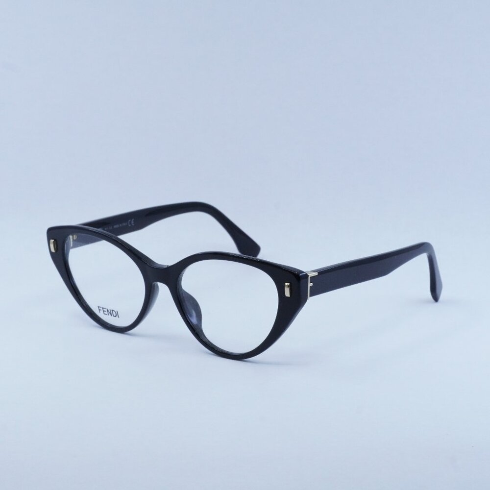 Fendi FE50020I 001 Eyeglasses Shiny Black 53mm Cat Eye Frame